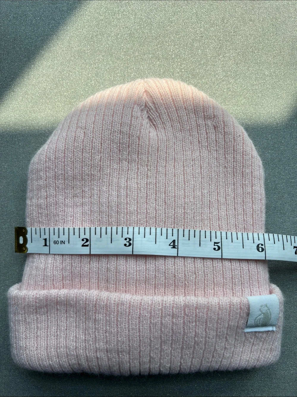 Baby Pink Ribbed Knit Beanie Hat